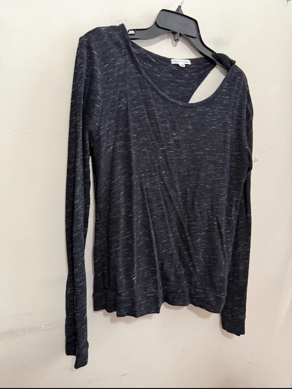 Threads 4 Thought Black Heather Long-Sleeve Top with racer back